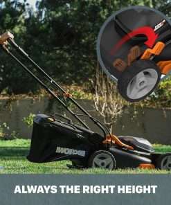 Worx 40V 17 Cordless Lawn Mower for Small Yards, 2-in-1 Battery Lawn Mower Cuts Quiet, Compact & Lightweight Push Lawn Mower with 7-Position Height Adjustment - 3