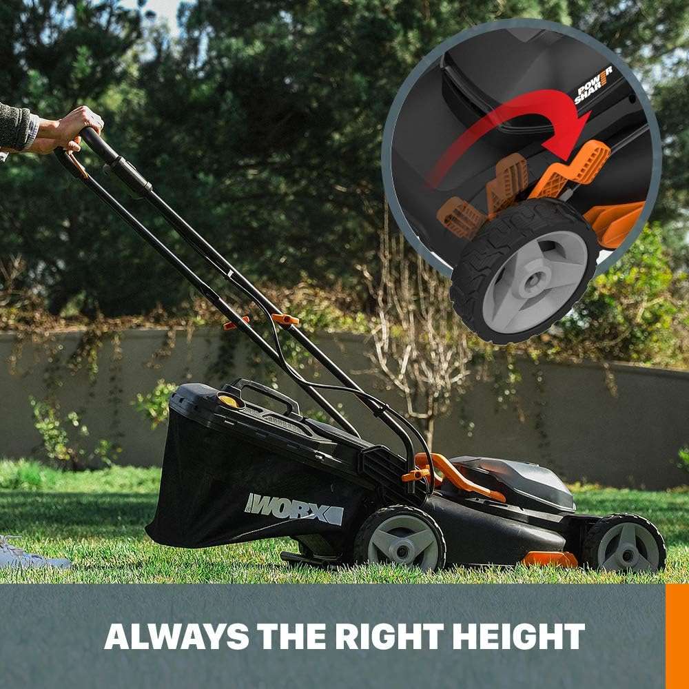Worx 40V 17 Cordless Lawn Mower for Small Yards, 2-in-1 Battery Lawn Mower Cuts Quiet, Compact & Lightweight Push Lawn Mower with 7-Position Height Adjustment - 3