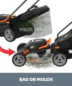 Worx 40V 17 Cordless Lawn Mower for Small Yards, 2-in-1 Battery Lawn Mower Cuts Quiet, Compact & Lightweight Push Lawn Mower with 7-Position Height Adjustment - 4