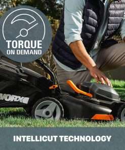 Worx 40V 17 Cordless Lawn Mower for Small Yards, 2-in-1 Battery Lawn Mower Cuts Quiet, Compact & Lightweight Push Lawn Mower with 7-Position Height Adjustment - 5