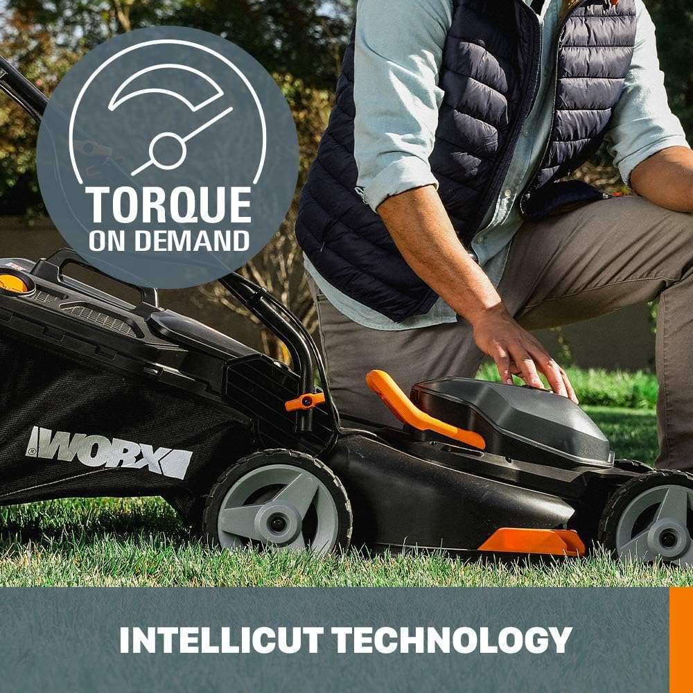 Worx 40V 17 Cordless Lawn Mower for Small Yards, 2-in-1 Battery Lawn Mower Cuts Quiet, Compact & Lightweight Push Lawn Mower with 7-Position Height Adjustment - 5