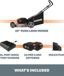 Worx Nitro 40V 20 Cordless Lawn Mower , 3-in-1 Battery Lawn Mower w Collapsible Handle Lawn Mower with 7-Position Height Adjustment – 2 Batteries & Charger Included - 6