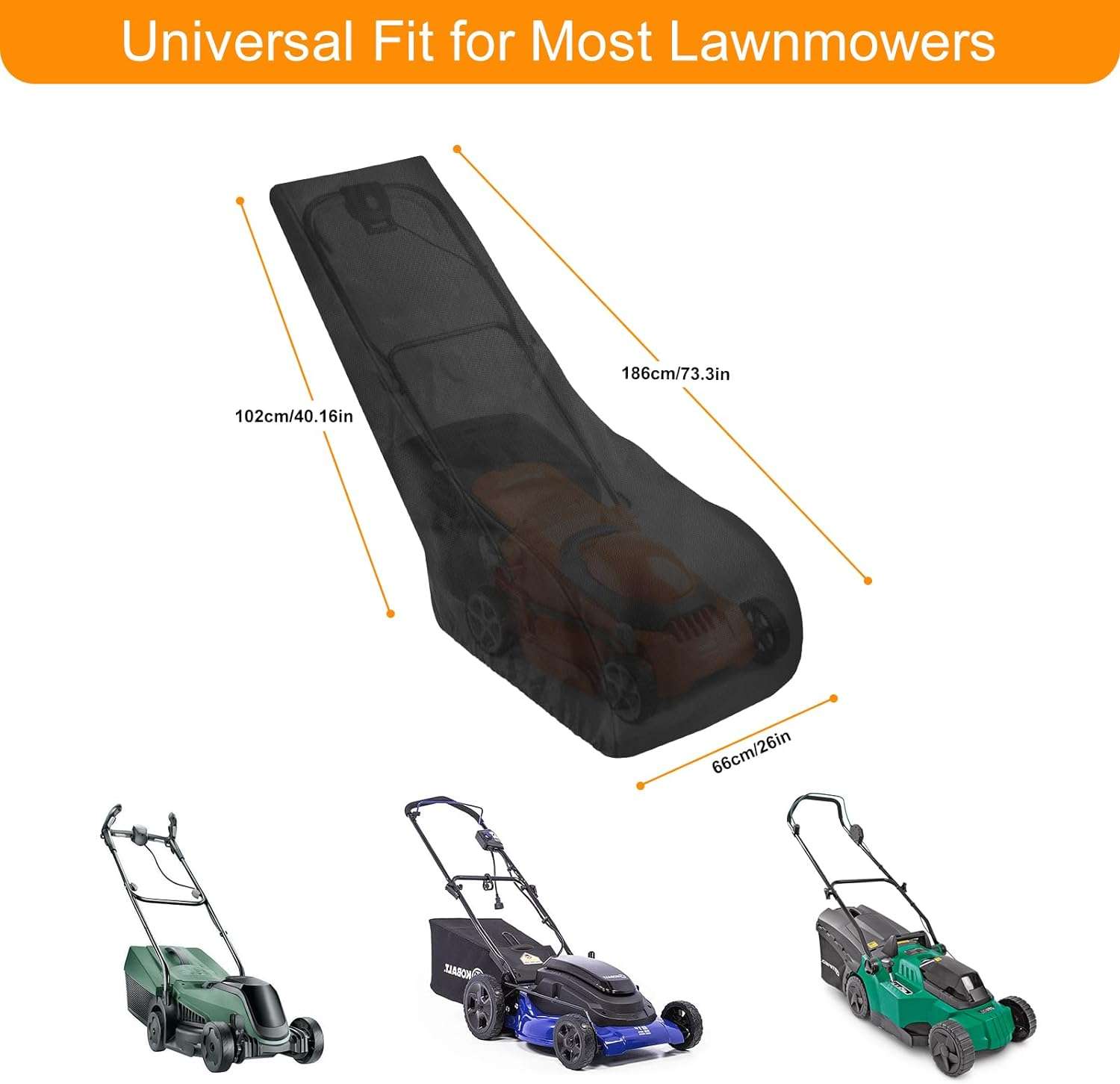 Lawn Mower Cover - Universal Fit Push Lawn Mower Cover for Outdoor UV Protection Waterproof, Dust - 2