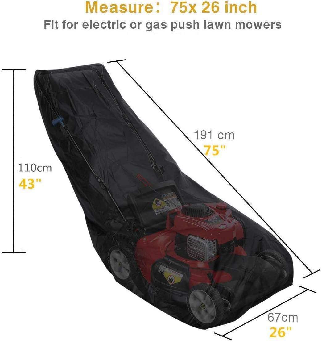 Lawn Mower Cover, Waterproof Heavy Duty Push Mower Covers Outdoor, Dust UV Protection, Universal with Drawstring & Cover Storage Bag, Premium Oxford 420D - 2