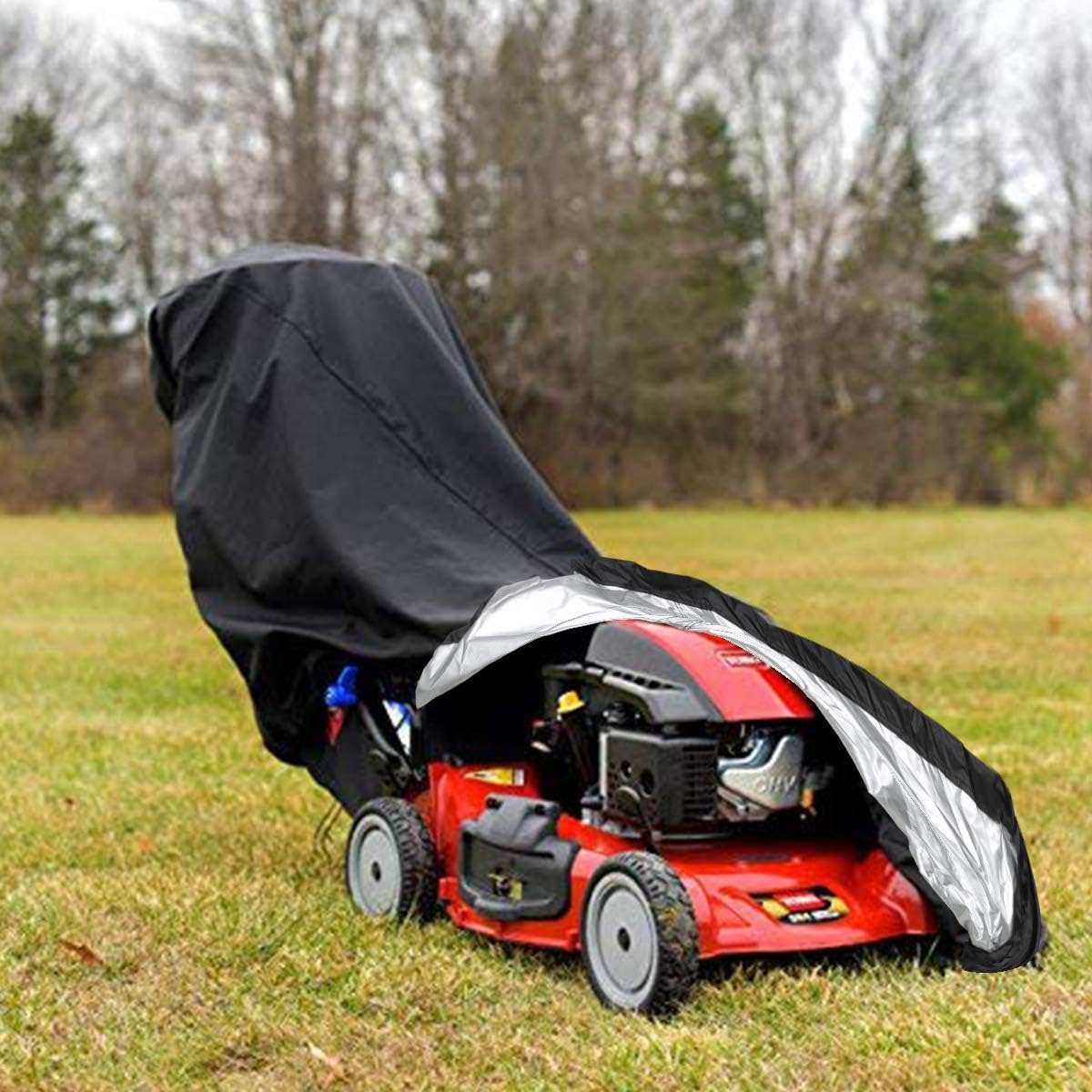 Lawn Mower Cover, Waterproof Heavy Duty Push Mower Covers Outdoor, Dust UV Protection, Universal with Drawstring & Cover Storage Bag, Premium Oxford 420D - 8
