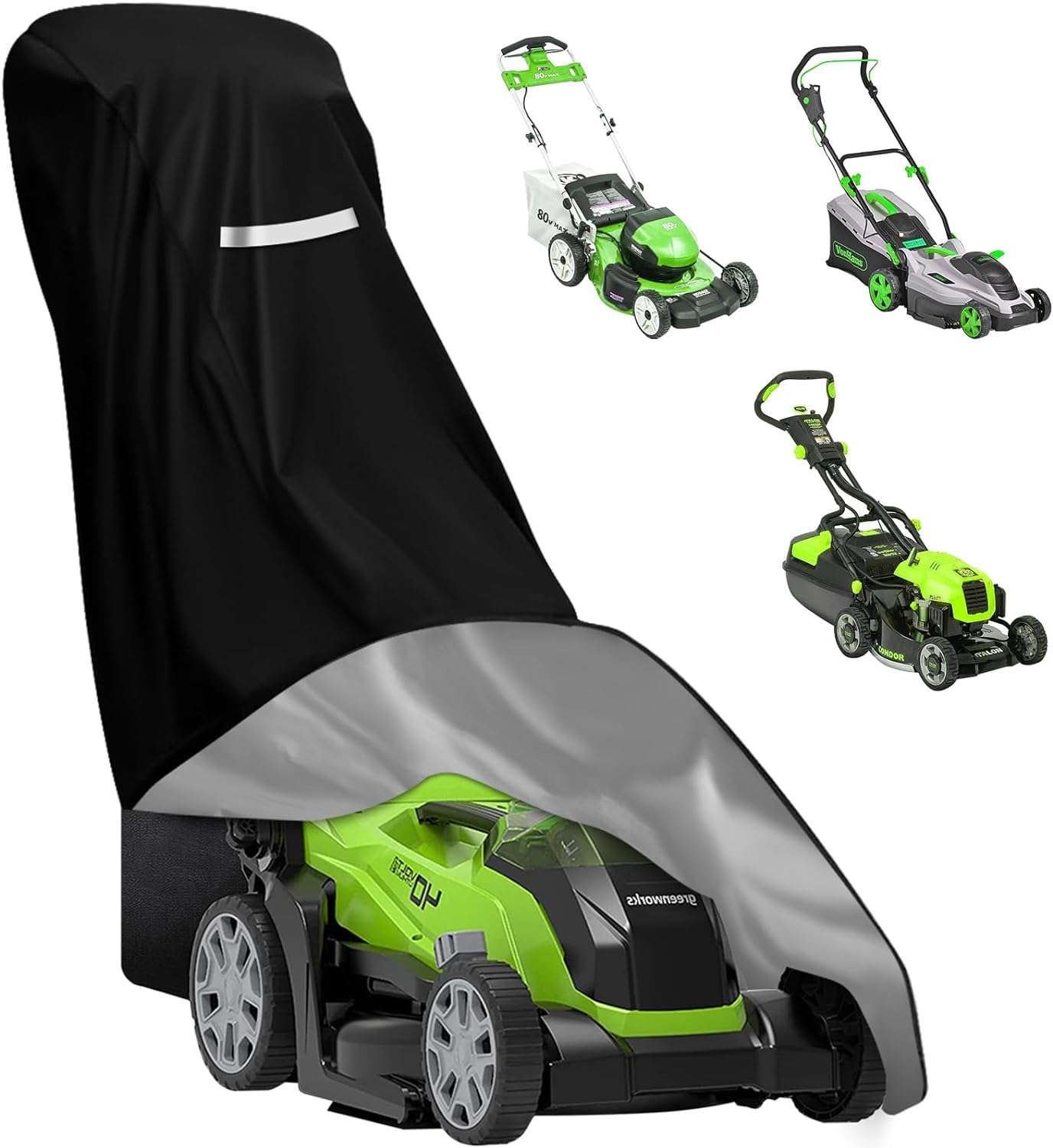 Outdoor Lawn Mower Cover - Waterproof Heavy Duty 420D Lawn Mower Covers Polyester Oxford UV Dust Protection Universal Fit Push Mower with Drawstring & Cover Storage Bag - 1