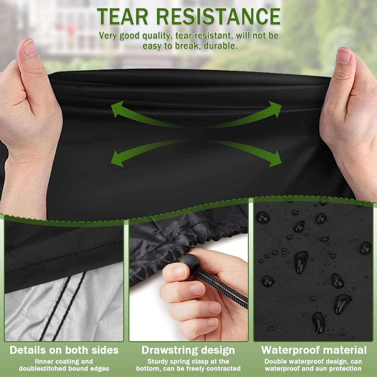 Outdoor Lawn Mower Cover - Waterproof Heavy Duty 420D Lawn Mower Covers Polyester Oxford UV Dust Protection Universal Fit Push Mower with Drawstring & Cover Storage Bag - 2