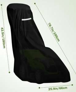 Outdoor Lawn Mower Cover - Waterproof Heavy Duty 420D Lawn Mower Covers Polyester Oxford UV Dust Protection Universal Fit Push Mower with Drawstring & Cover Storage Bag - 3