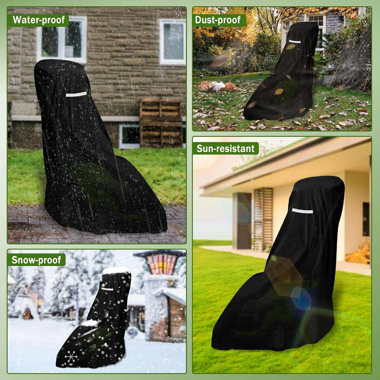 Outdoor Lawn Mower Cover - Waterproof Heavy Duty 420D Lawn Mower Covers Polyester Oxford UV Dust Protection Universal Fit Push Mower with Drawstring & Cover Storage Bag - 7
