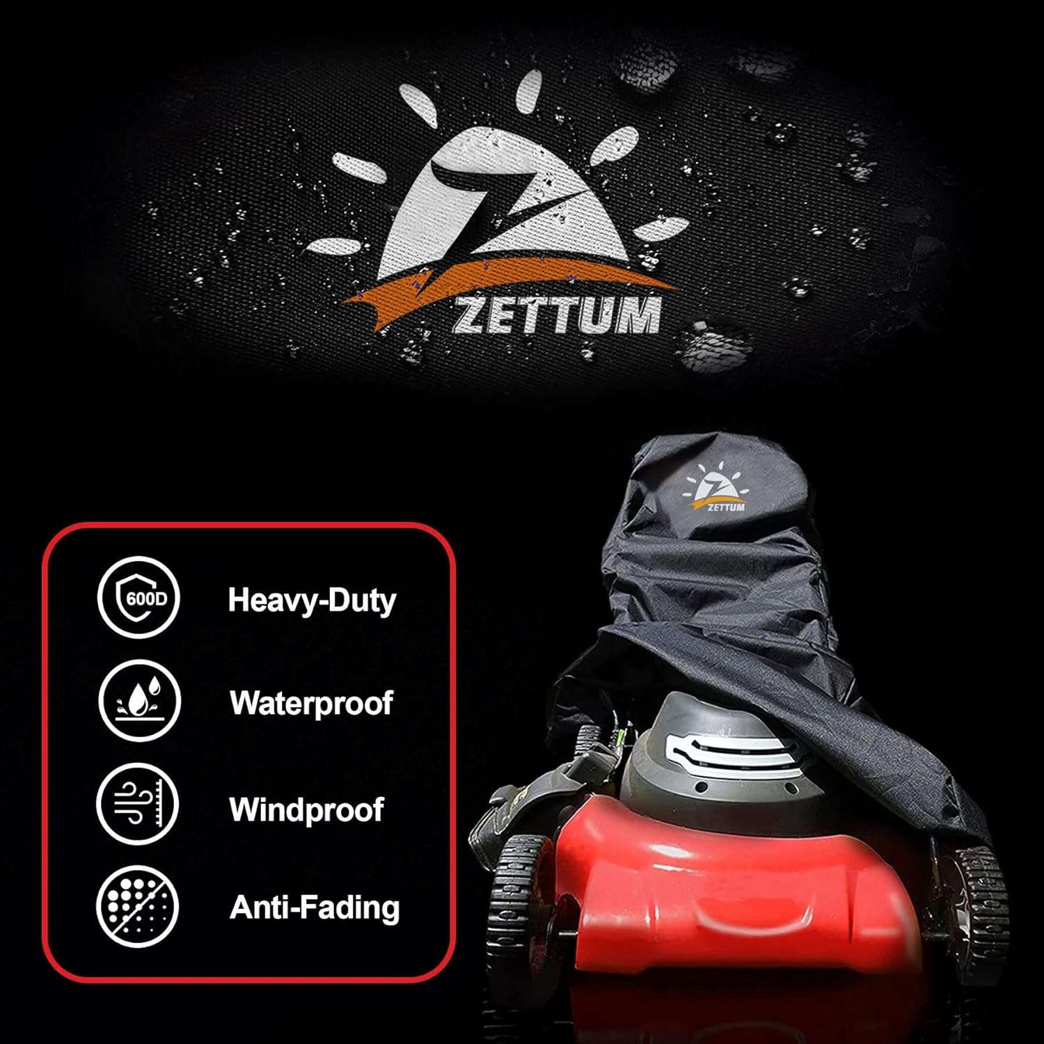 Push Lawn Mower Cover - Walk Behind Lawn Mower Covers Waterproof Heavy Duty, 600D Outdoor Push Mower Cover Universal with Storage Bag for Greenworks - 2