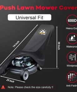 Push Lawn Mower Cover - Walk Behind Lawn Mower Covers Waterproof Heavy Duty, 600D Outdoor Push Mower Cover Universal with Storage Bag for Greenworks - 4
