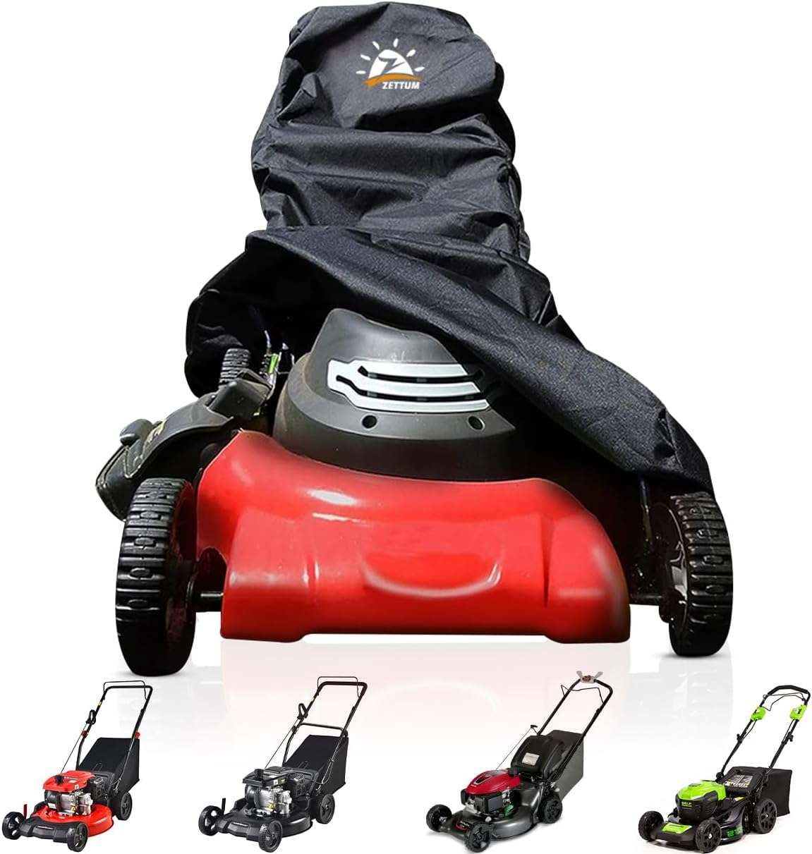 Push Lawn Mower Cover - Walk Behind Lawn Mower Covers Waterproof Heavy Duty, 600D Outdoor Push Mower Cover Universal with Storage Bag for Greenworks - 8
