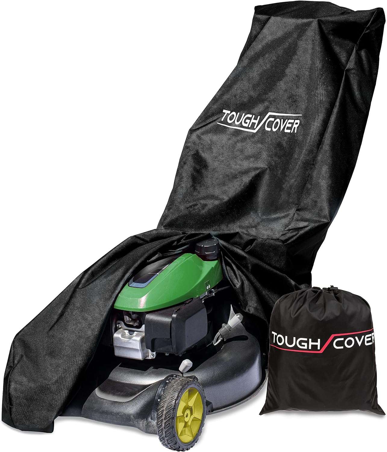 Tough Cover Lawn Mower Cover, Heavy Duty 600D Marine Grade Fabric, Universal Fit Push Mower Cover, Protects Against Water, UV, Dust, Dirt, Wind for Outdoor Protection, Lawn Mower Accessories (Black)