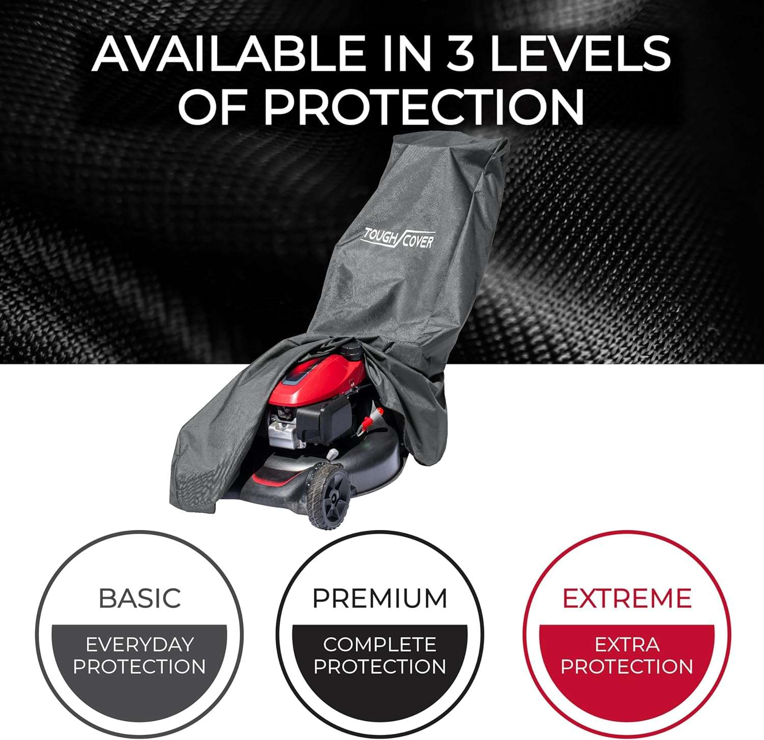 Tough Cover Lawn Mower Cover, Heavy Duty 600D Marine Grade Fabric, Universal Fit Push Mower Cover, Protects Against Water, UV, Dust, Dirt, Wind for Outdoor Protection, Lawn Mower Accessories - 4