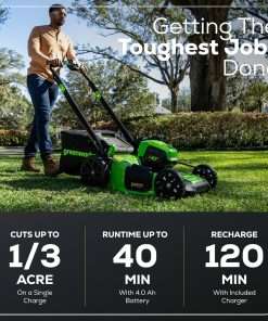 Greenworks 40V 20 Brushless Push Mower, 4.0Ah Battery (Aluminum Handles + Light) - 3