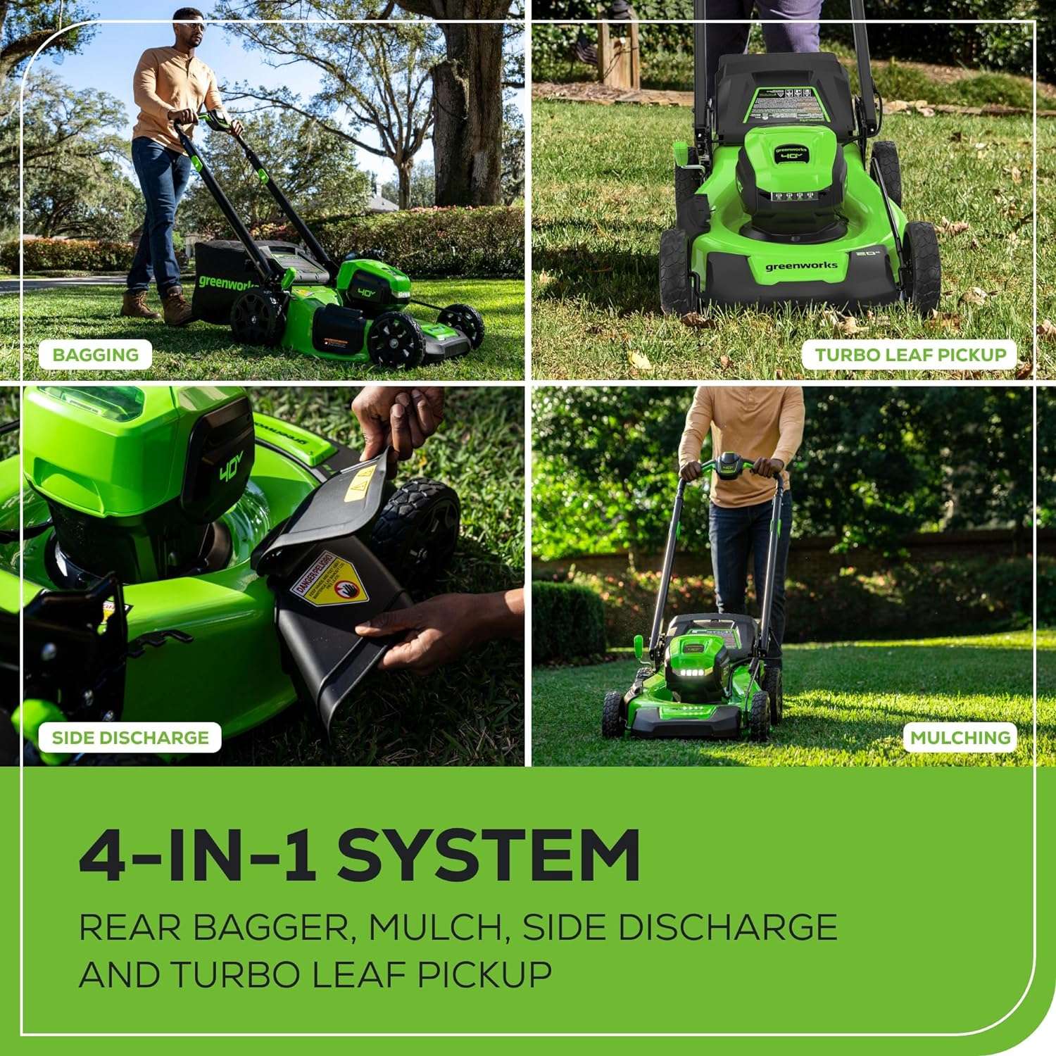 Greenworks 40V 20 Brushless Push Mower, 4.0Ah Battery (Aluminum Handles + Light) - 7