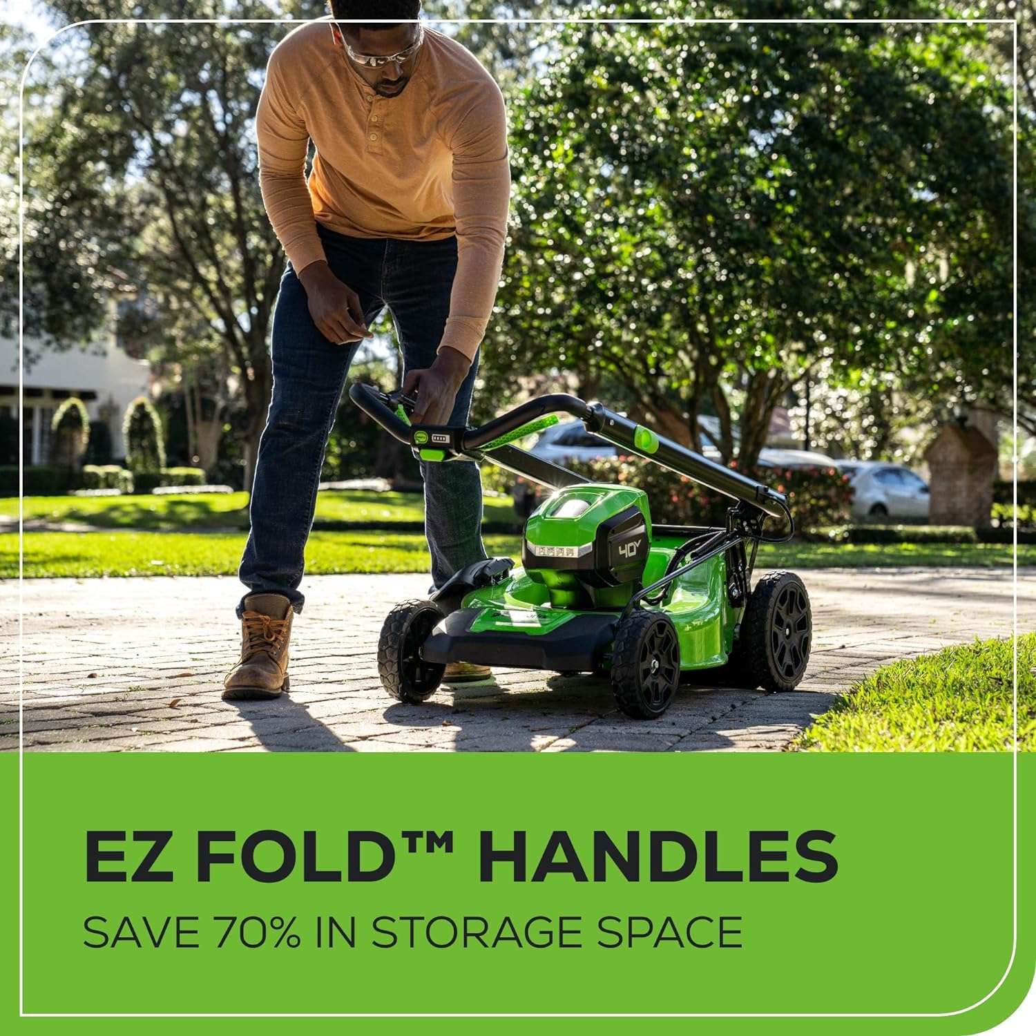 Greenworks 40V 20 Brushless Push Mower, 4.0Ah Battery (Aluminum Handles + Light) - 8