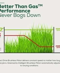 Greenworks 60V 21” Cordless (Push) Lawn Mower (LED Lights + Aluminum Handles), 5.0Ah Battery and Rapid Charger - 4