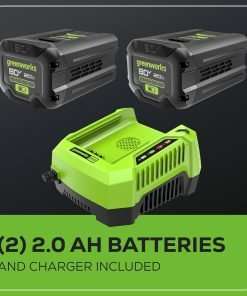 Greenworks 80V 21 Brushless Cordless Electric Lawn Mower + Axial Leaf Blower, 2.0Ah Batteries and 30 Minute Rapid Charger - 11