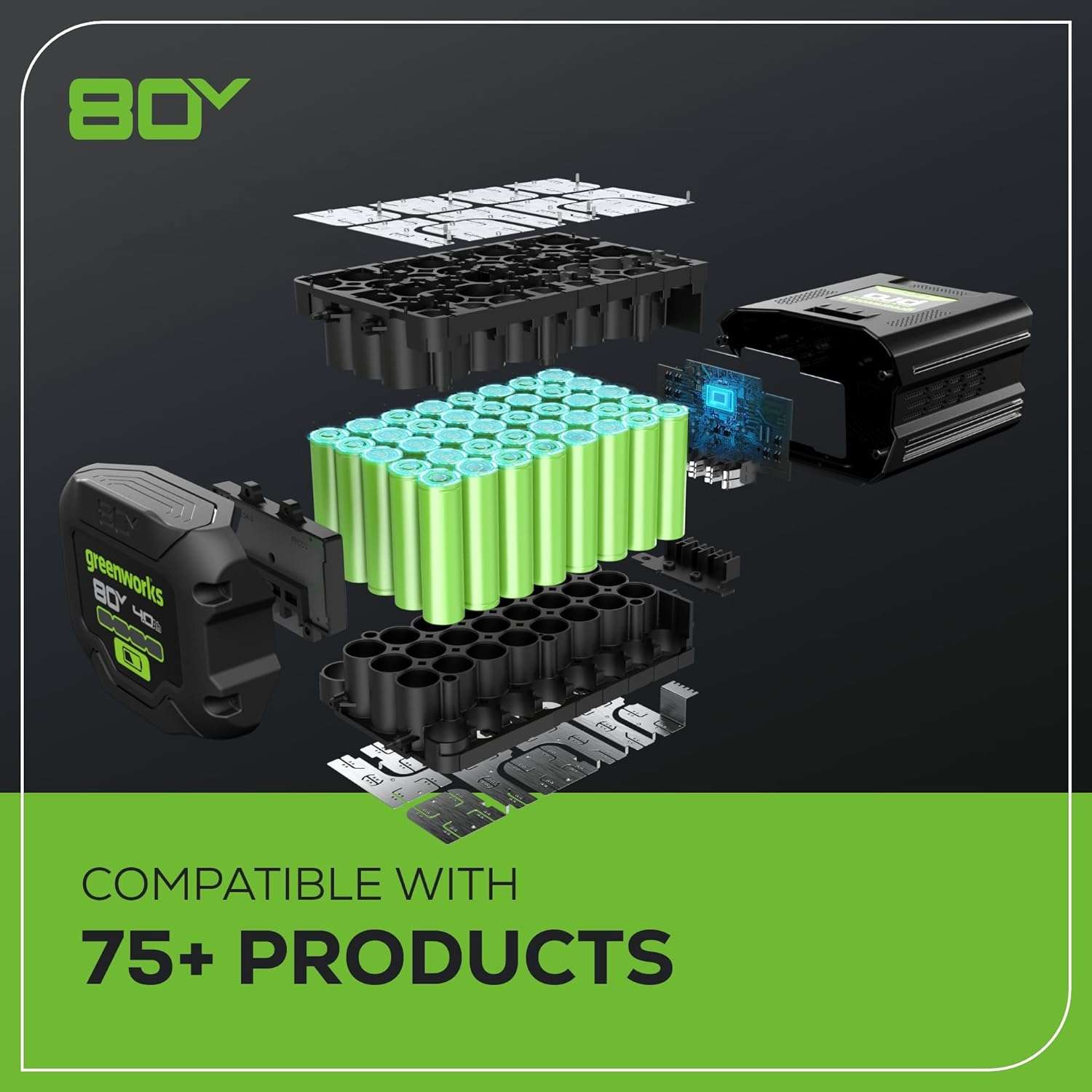 Greenworks 80V 21 Brushless Cordless Electric Lawn Mower + Axial Leaf Blower, 2.0Ah Batteries and 30 Minute Rapid Charger - 15