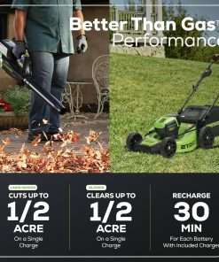 Greenworks 80V 21 Brushless Cordless Electric Lawn Mower + Axial Leaf Blower, 2.0Ah Batteries and 30 Minute Rapid Charger - 4