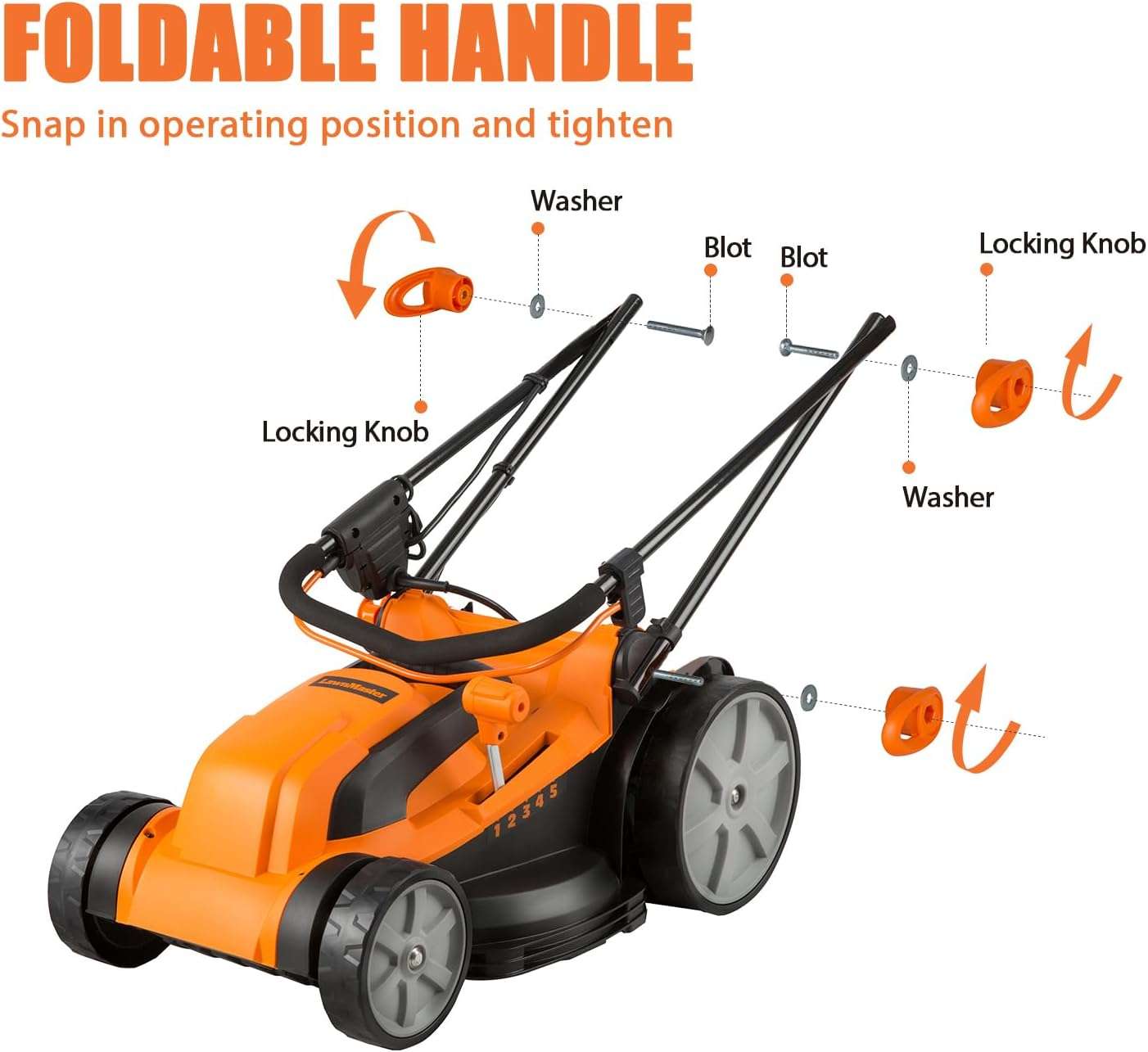 LawnMaster MEB1216K Electric Lawn Mower 16-Inch 12AMP - 3