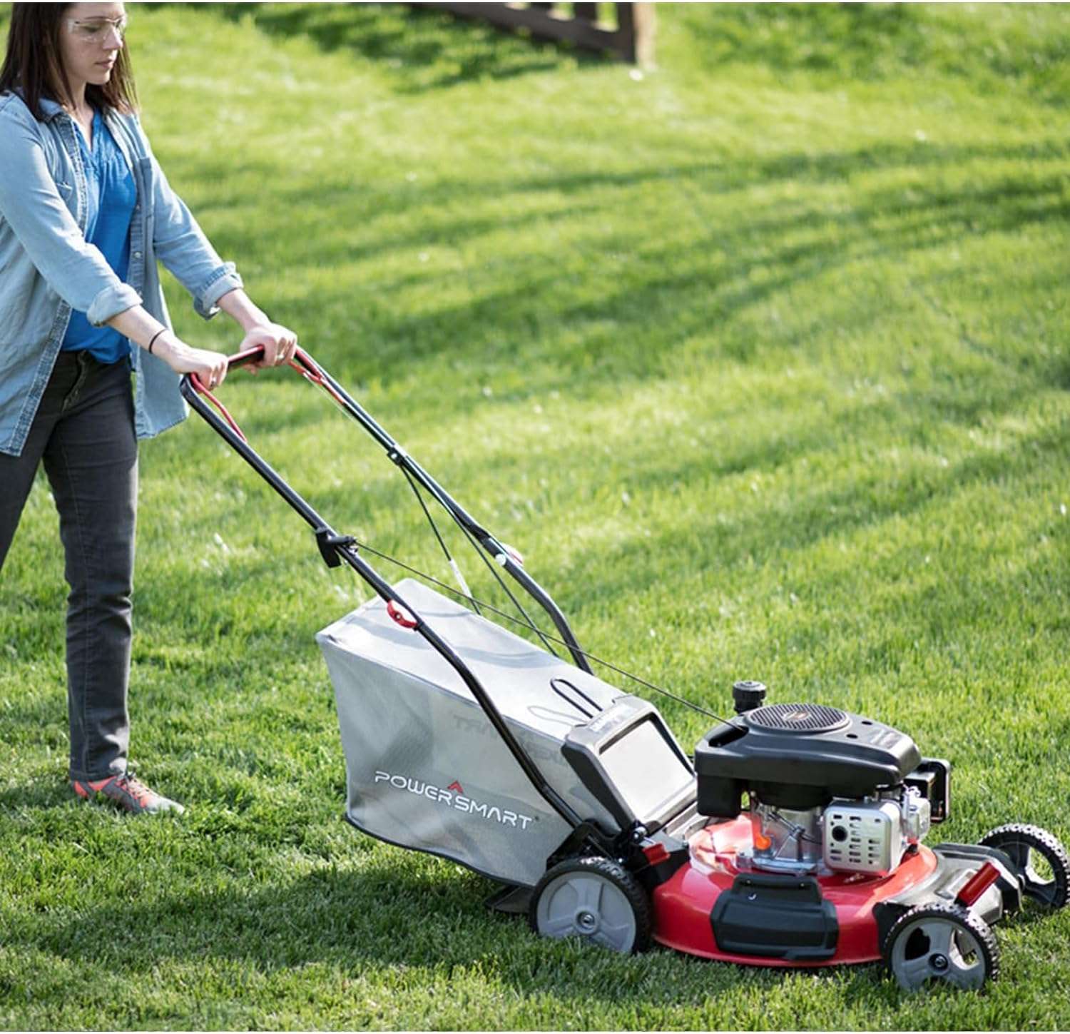 PowerSmart Push Gas Lawn Mower with Grass Bag, 21-Inch 144cc Engine 3-in-1 with Adjustable Cutting Heights 2024 Version - 8