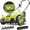 Sun Joe AJ805E 15-Inch 13-Amp Electric Dethatcher and Scarifier w-Removeable 13.2-Gal Collection Bag, 5-Position Height Adjustment, Airboost Technology Increases Lawn Health, Green - 1