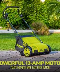 Sun Joe AJ805E 15-Inch 13-Amp Electric Dethatcher and Scarifier w-Removeable 13.2-Gal Collection Bag, 5-Position Height Adjustment, Airboost Technology Increases Lawn Health, Green - 2