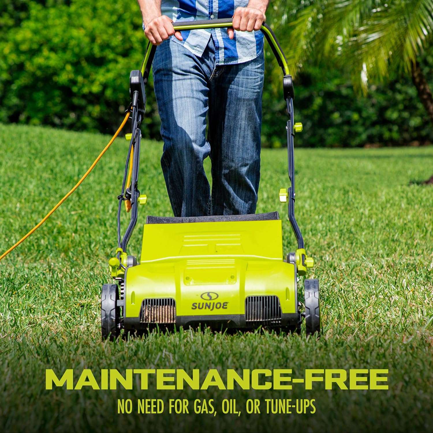 Sun Joe AJ805E 15-Inch 13-Amp Electric Dethatcher and Scarifier w-Removeable 13.2-Gal Collection Bag, 5-Position Height Adjustment, Airboost Technology Increases Lawn Health, Green - 7