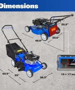 21 Inch Lawn Mower Gas Powered, 4-Cycle 170cc Engine, 3-in-1 Push Lawnmower with Bagging, Mulching & Side Discharge, Adjustable 10-Positions Cutting Height, Easy Start - 7