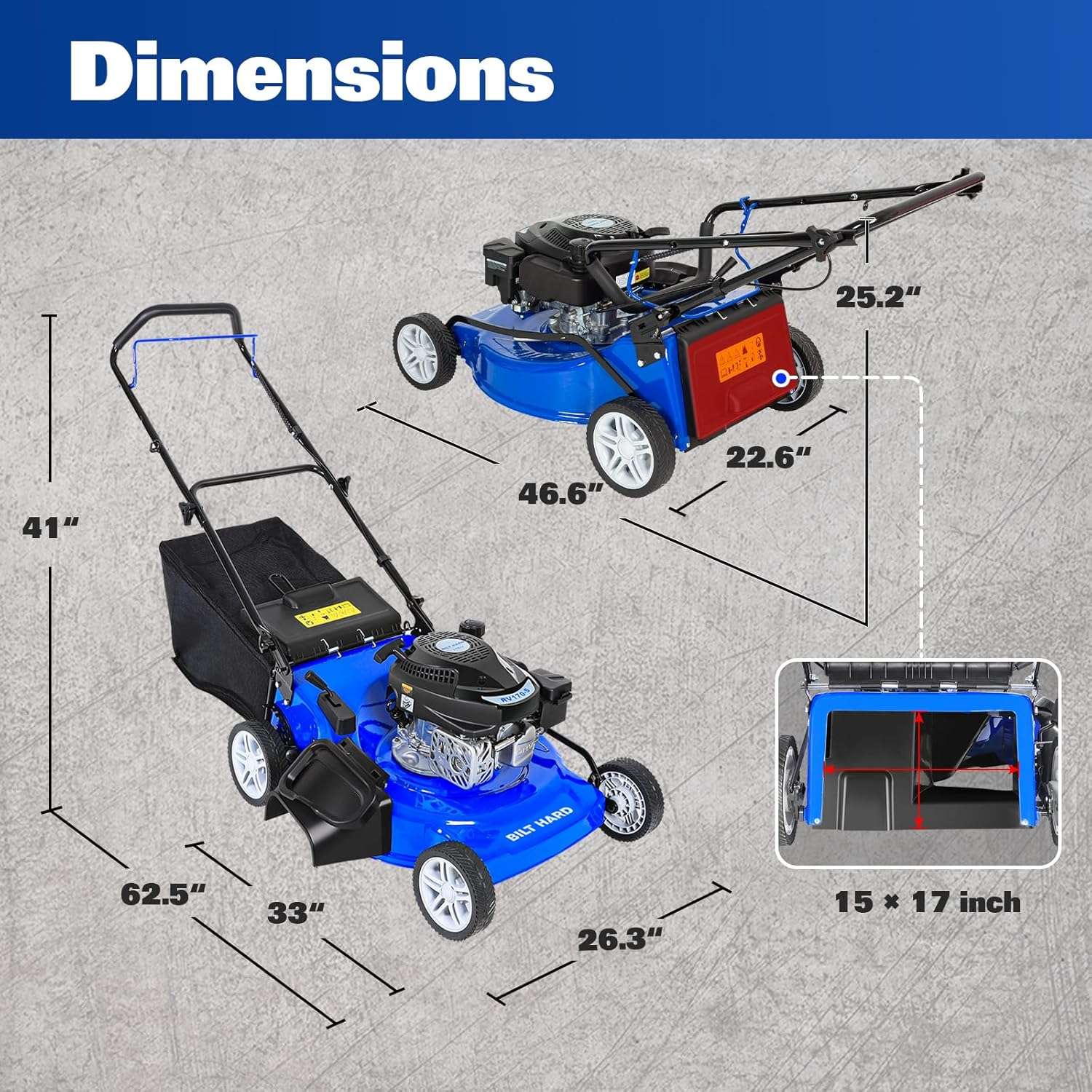 21 Inch Lawn Mower Gas Powered, 4-Cycle 170cc Engine, 3-in-1 Push Lawnmower with Bagging, Mulching & Side Discharge, Adjustable 10-Positions Cutting Height, Easy Start - 7