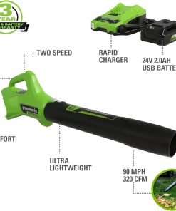 Greenworks 48V (2x24V) 20-Inch Cordless Battery Mower, 12-Inch String Trimmer, and 320 CFM Blower Combo Kit - 3