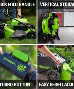 Greenworks 48V (2x24V) 20-Inch Cordless Battery Mower, 12-Inch String Trimmer, and 320 CFM Blower Combo Kit - 6