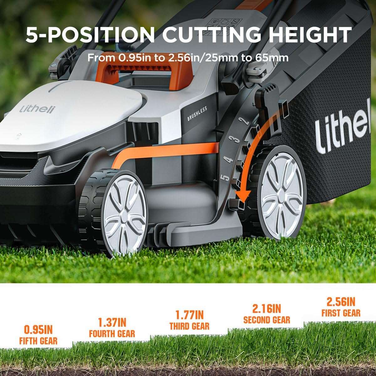 Litheli Cordless Lawn Mower 13 Inch, U20 Handy+ 20V Electric Lawn Mowers for Garden, Yard and Farm, 5 Heights Adjustment, Light Weight,4.0Ah Portable Battery - 4