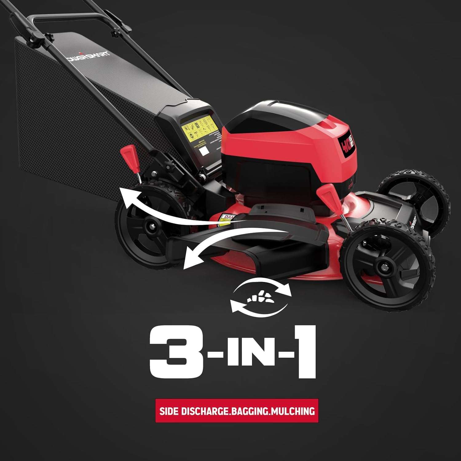 PowerSmart 40V 17 Cordless Lawn Mower, 3-in-1 Brushless Push Lawn Mower with 4.0Ah Battery & Charge - 2