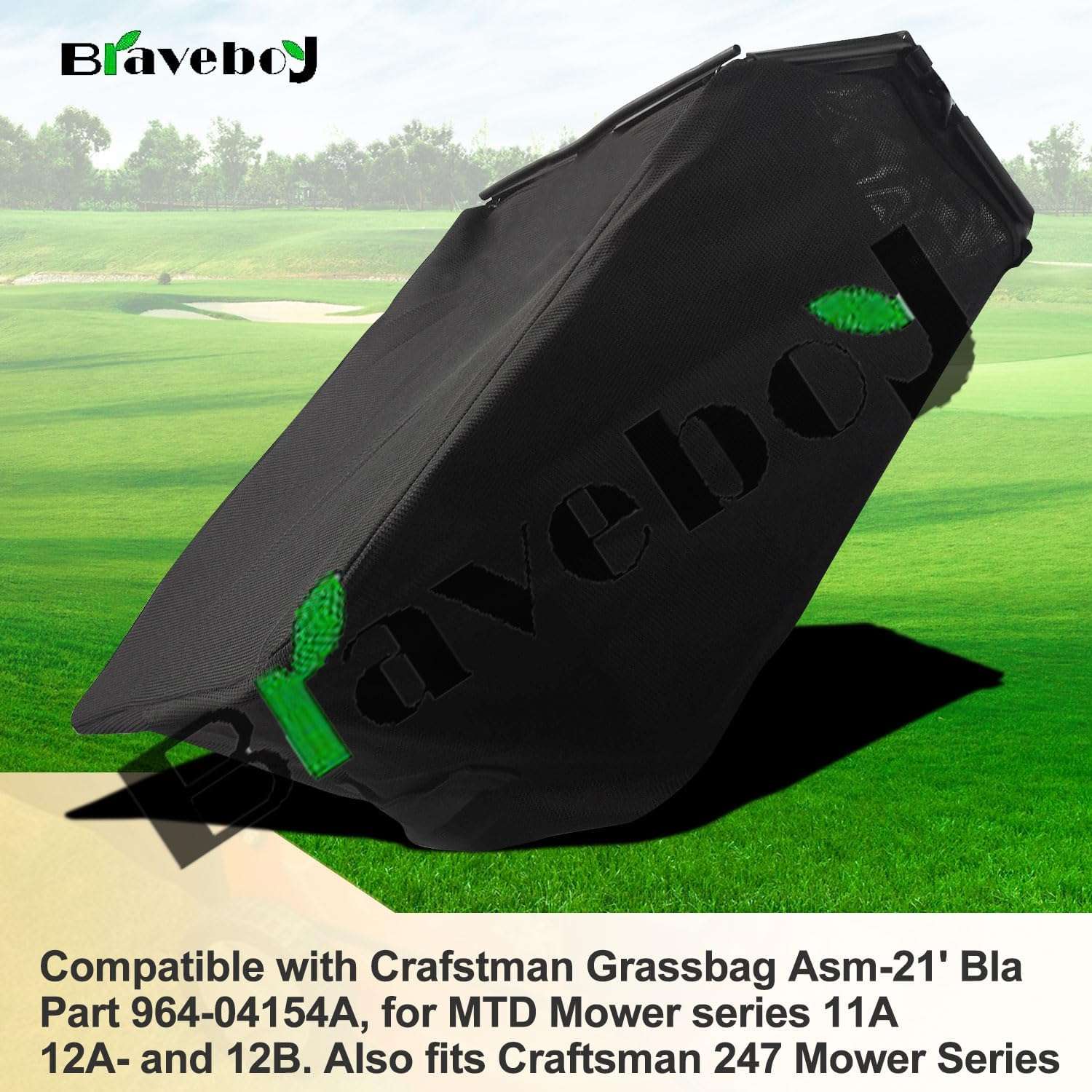 Braveboy 964-04154A Lawn Mower Grass Bag, Compatible with MTD-Craftsman 964-04154 - Fits 21 Lawn Mower Grass Bag - (Without Grass Catcher Frame) - 4