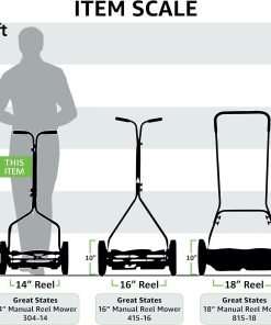 Great States 304-14 14-Inch 5-Blade Push Reel Lawn Mower, Red, Model Number- 304-14, Cutting Width- 14.0 inches - 4