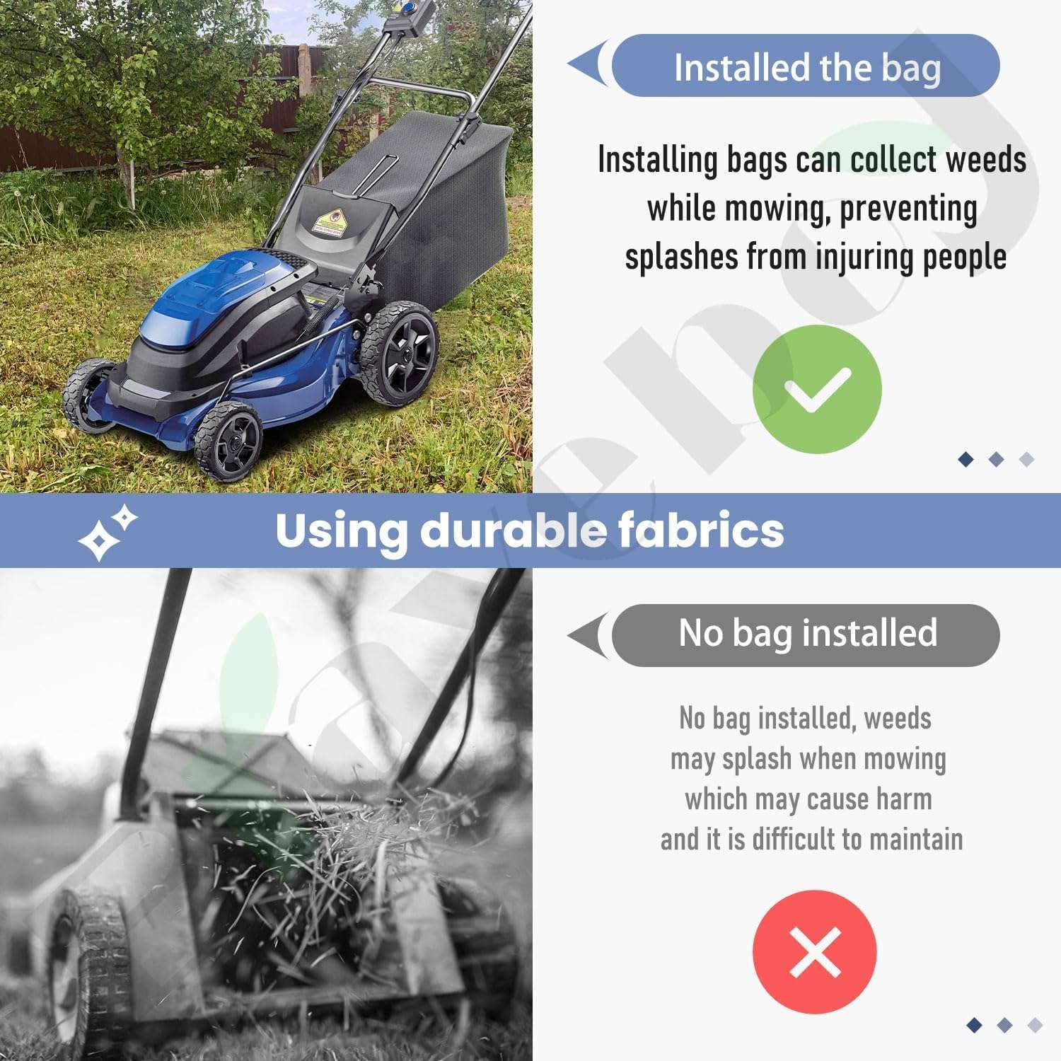 Lawn Mower Rear Grass Catcher Bag Comapatible with Kobalt 40V Max KM 2041B-06, 2040X-06 (Without Grass Catcher Frame) - 4