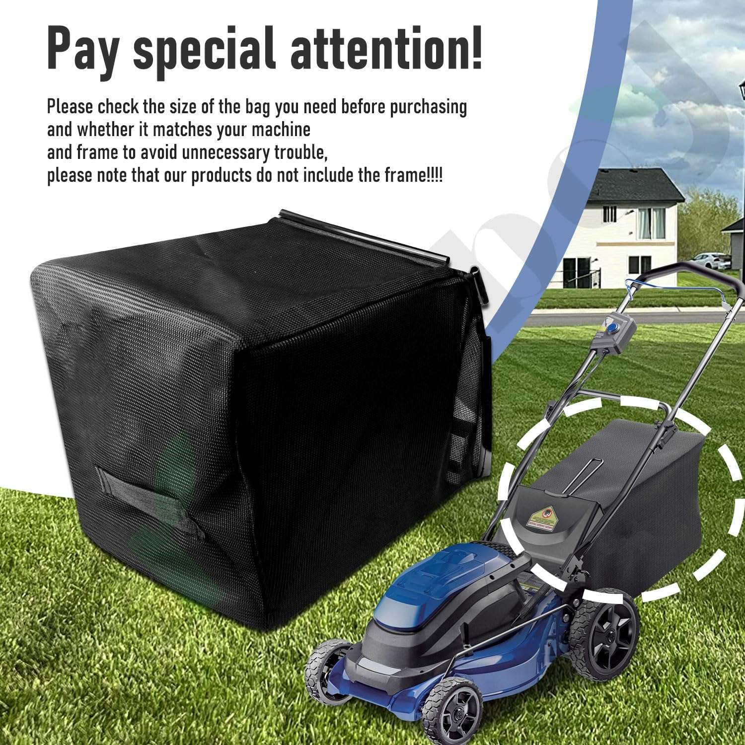 Lawn Mower Rear Grass Catcher Bag Comapatible with Kobalt 40V Max KM 2041B-06, 2040X-06 (Without Grass Catcher Frame) - 6