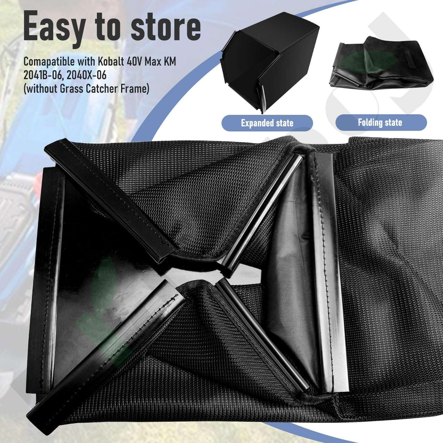 Lawn Mower Rear Grass Catcher Bag Comapatible with Kobalt 40V Max KM 2041B-06, 2040X-06 (Without Grass Catcher Frame) - 7