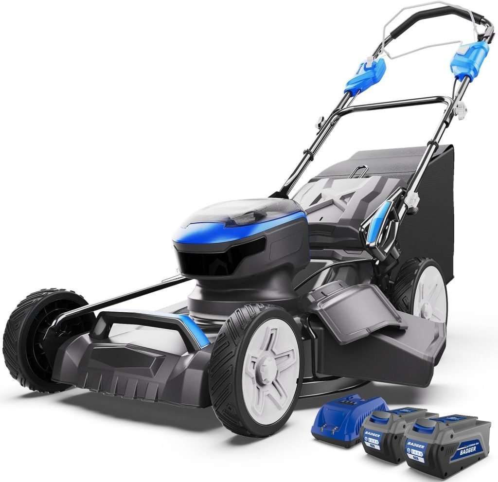 Lawn Mower Self Propelled 40V Brushless 21 Cordless, 7 Cutting Height Adjustments Electric Lawn Mower, Quickly Folding, 2 - 4.0Ah Battery and1-2Ah Super Charger Included - 1