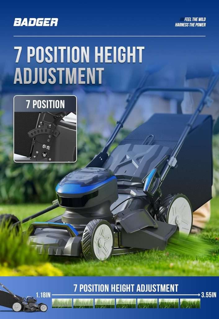 Lawn Mower Self Propelled 40V Brushless 21 Cordless, 7 Cutting Height Adjustments Electric Lawn Mower, Quickly Folding, 2 - 4.0Ah Battery and1-2Ah Super Charger Included - 3