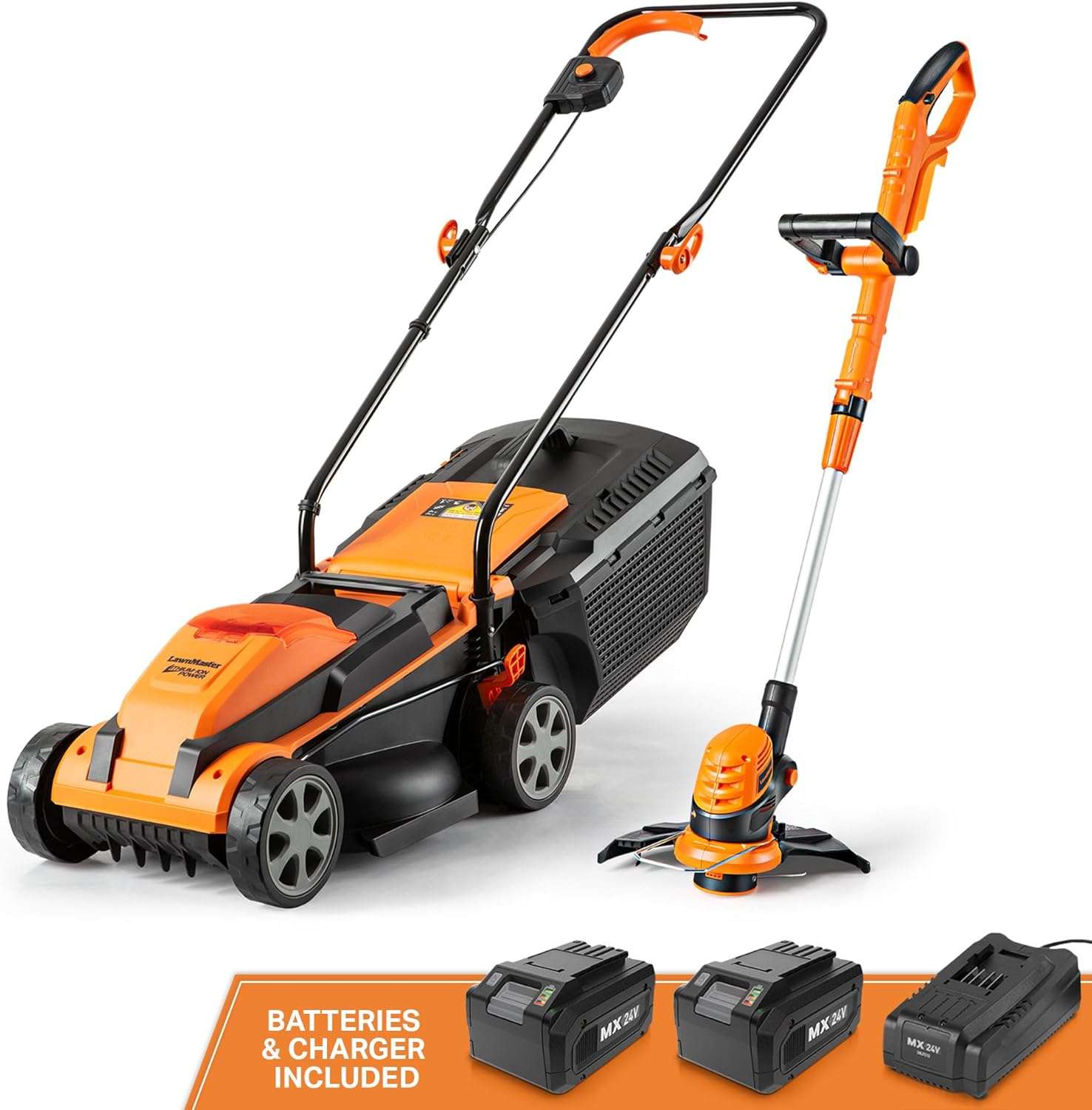 LawnMaster 20VMWGT 24V Max 13-inch Lawn Mower and Grass Trimmer 10-inch Combo with 2x4.0Ah Batteries and Charger - 7