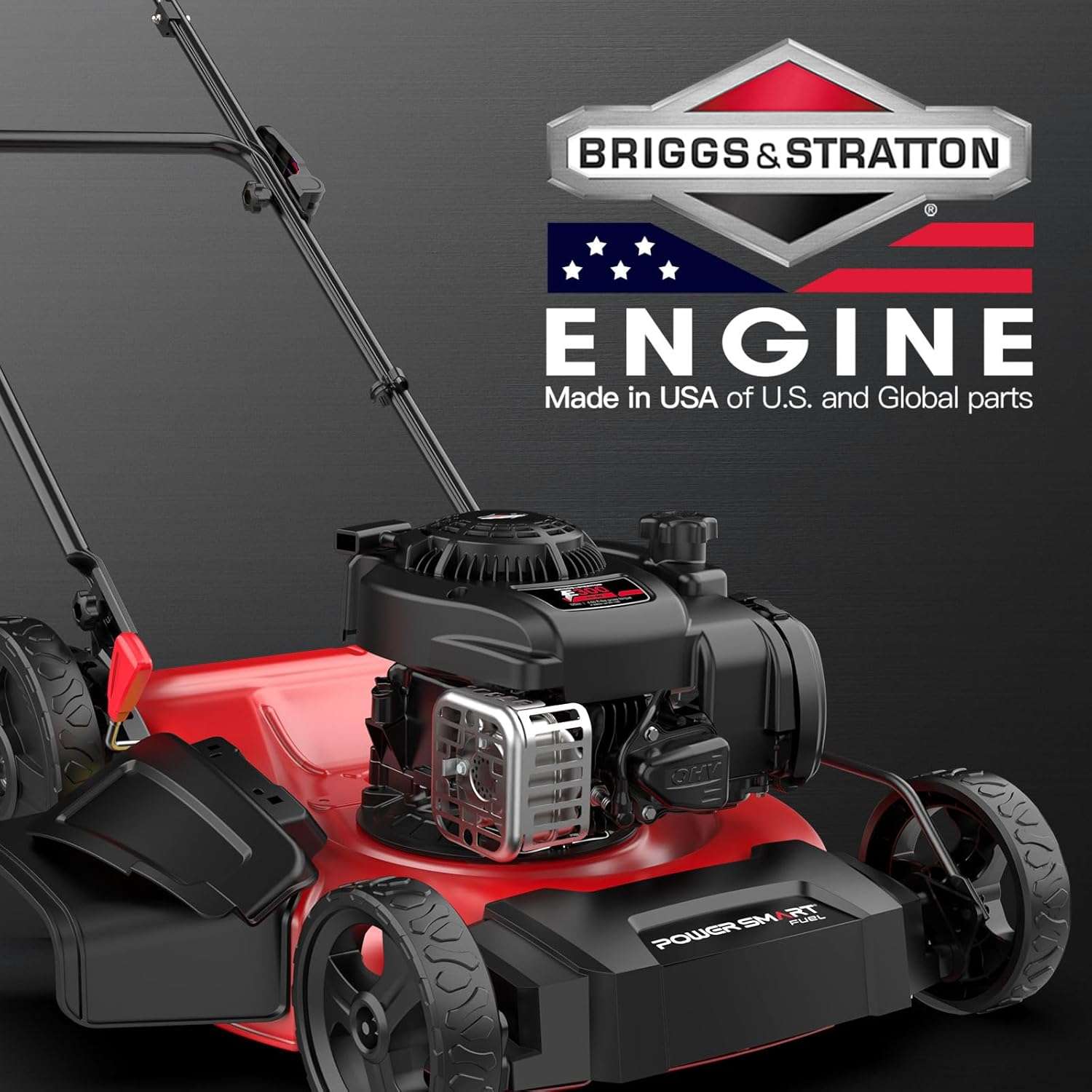 PowerSmart Gas Lawn Mower 21-Inch, 125cc Briggs and Stratton E300 Engine, 2-in-1 Mulching Push Mower with High Rear Wheels B8721C - 3