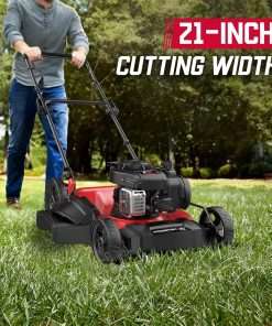 PowerSmart Gas Lawn Mower 21-Inch, 125cc Briggs and Stratton E300 Engine, 2-in-1 Mulching Push Mower with High Rear Wheels B8721C - 5