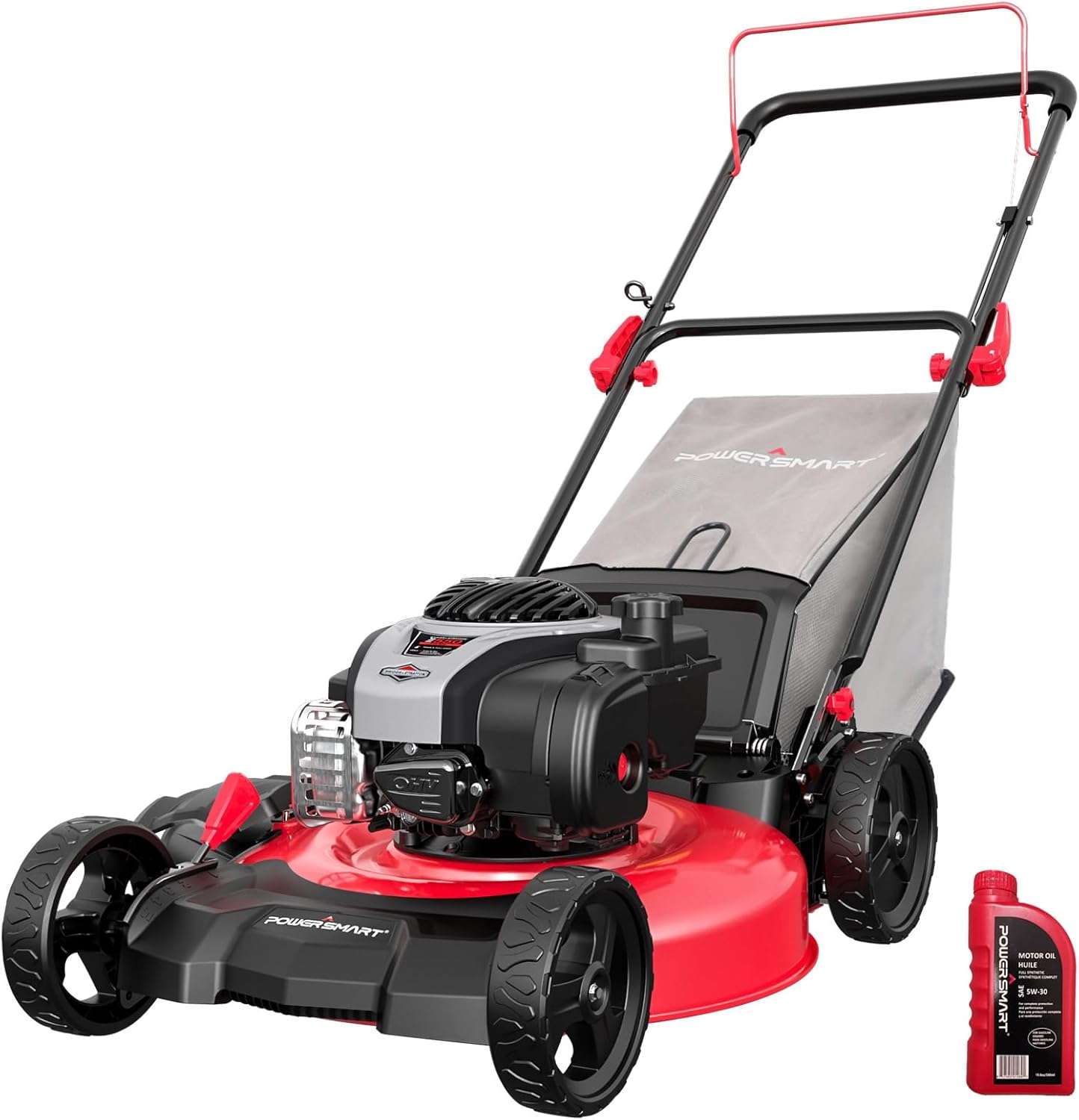 PowerSmart Gas Lawn Mower, 21-inch 140 cc Briggs and Stratton E550 Engine, 3-in-1 Push Mower with Bagging B8621P - 1
