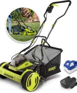 Sun Joe 24V-CRLM15 15-Inch 24-Volt iON+ Cordless Push Reel Mower w-11.9-Gallon Collection Bag, Kit (w- 4.0-Ah Battery + Charger) - 1