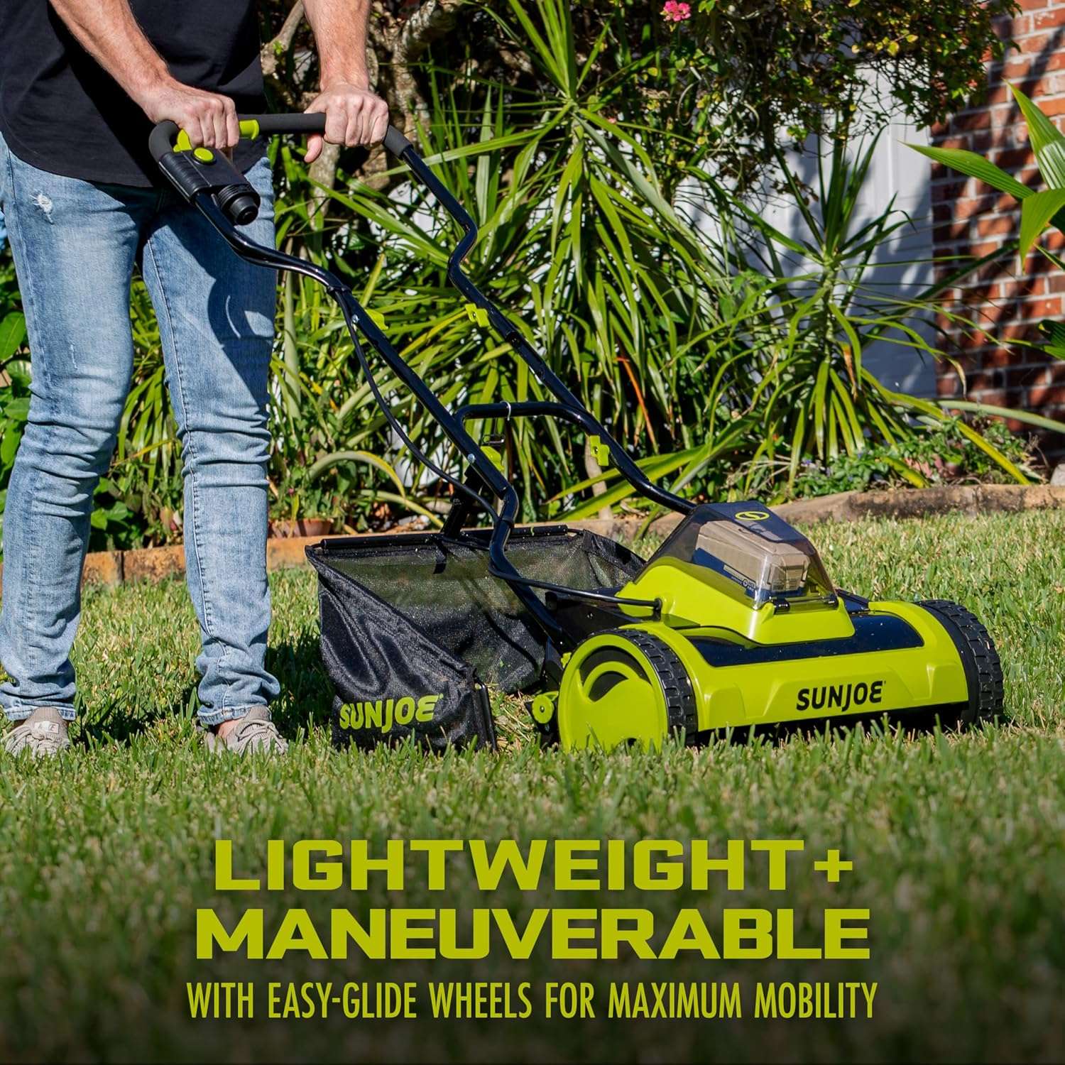 Sun Joe 24V-CRLM15 15-Inch 24-Volt iON+ Cordless Push Reel Mower w-11.9-Gallon Collection Bag, Kit (w- 4.0-Ah Battery + Charger) - 7
