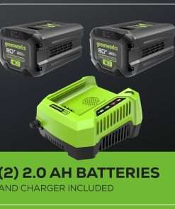 Greenworks 80V 21 Brushless (Push) Cordless Electric Lawn Mower + Axial Leaf Blower + 13 String Trimmer, 2.0Ah Batteries and 30 Minute Rapid Charger - 11